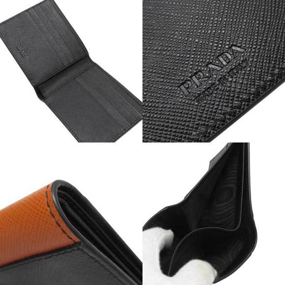Prada Wallet leather orange black white Saffiano - Picture 1 of 3